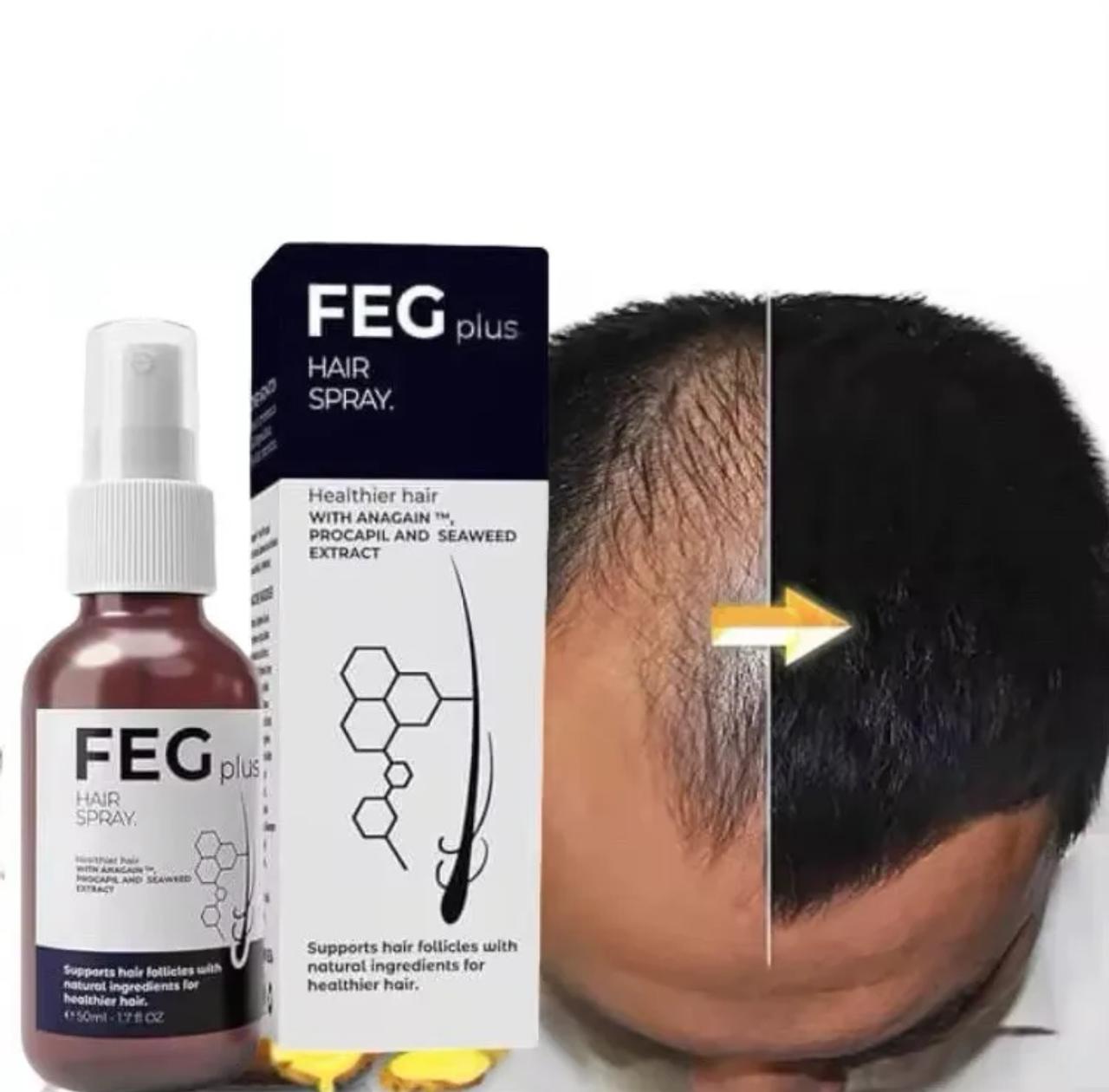 FEG PLUS Hair & Beard Regrowth Spray – Anti-Hair Loss with Minoxidil, Redensyl & Natural Extracts (50ml)