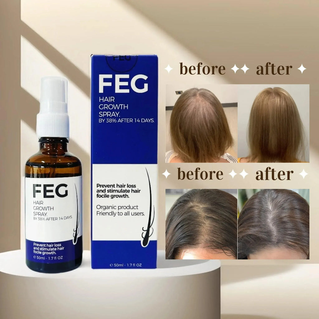 FEG PLUS Hair & Beard Regrowth Spray – Anti-Hair Loss with Minoxidil, Redensyl & Natural Extracts (50ml)