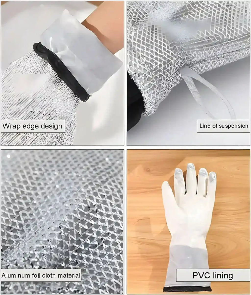 “Multipurpose Wire Dishwashing Glove – Non-Scratch Steel Wire Cleaning Cloth | Wet & Dry Miracle Scrubber | Heat-Resistant Aluminum Kitchen Gloves