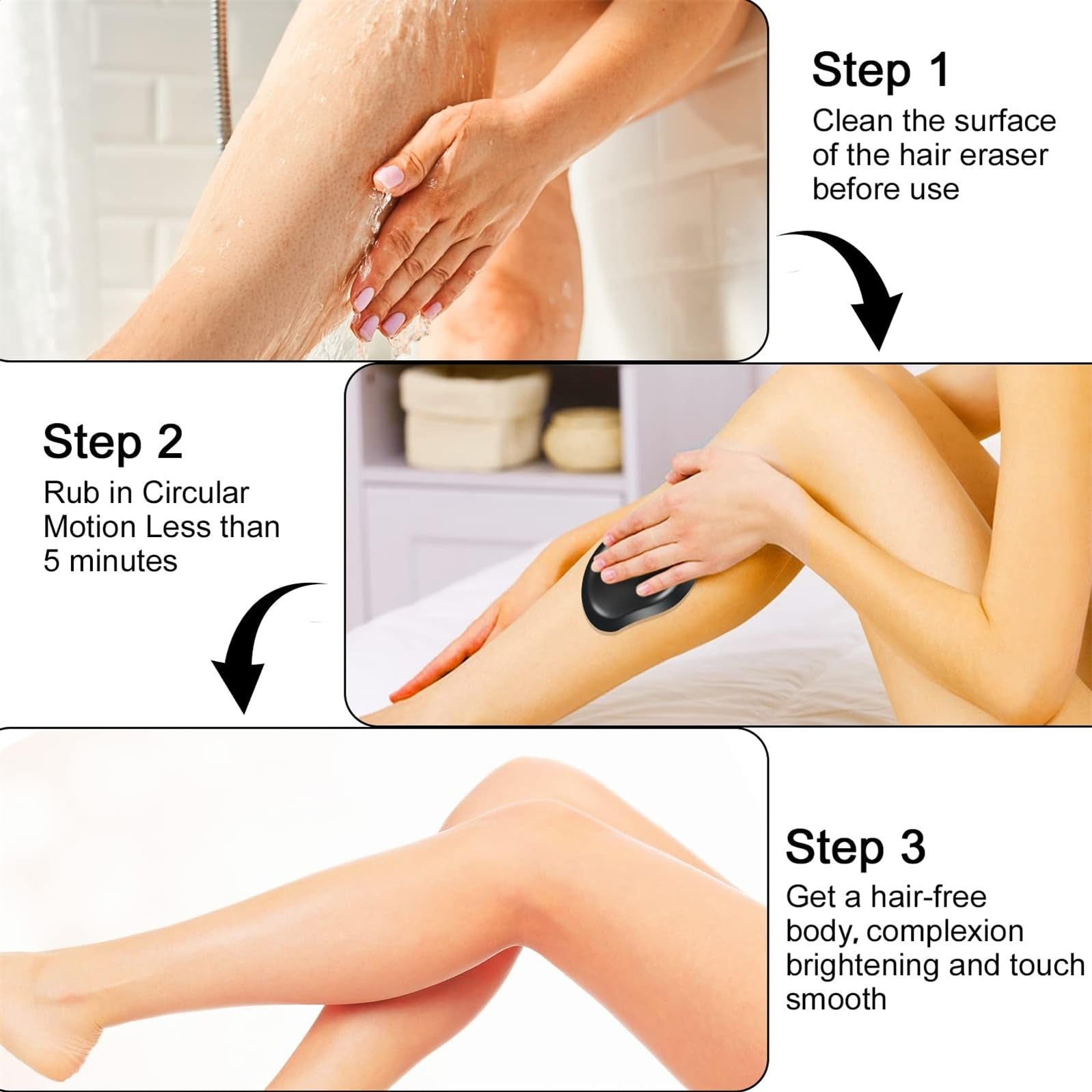 Magic Crystal Hair Eraser – Painless Crystal Hair Remover for Smooth Skin (Random Color)