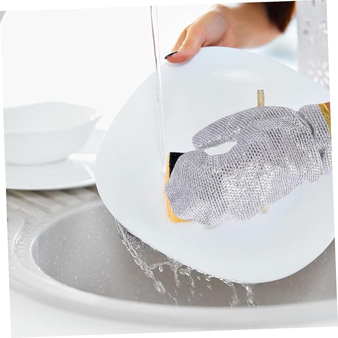 “Multipurpose Wire Dishwashing Glove – Non-Scratch Steel Wire Cleaning Cloth | Wet & Dry Miracle Scrubber | Heat-Resistant Aluminum Kitchen Gloves