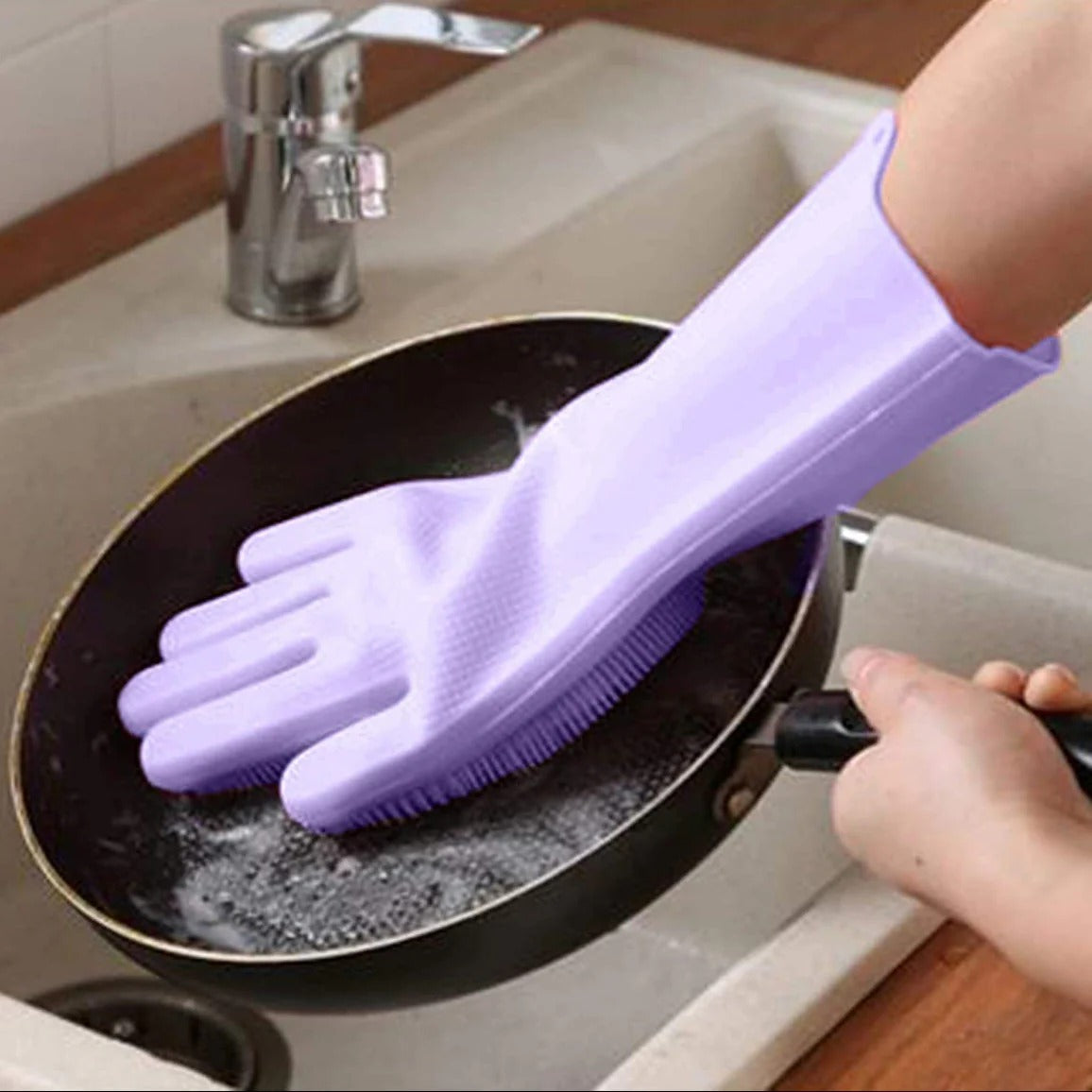 Silicone Dishwashing Gloves – Durable, Non-Slip Grip, Easy-Clean & Long-Lasting Performance (Random Colors)