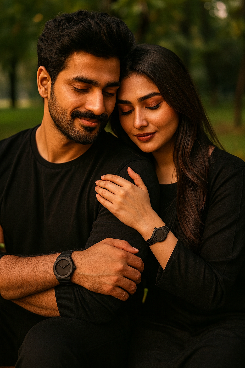 Brand Black and White Aura Couple Watch – Elegant Matching Timepieces, Stylish Fashion Accessories for Men and Women-without box