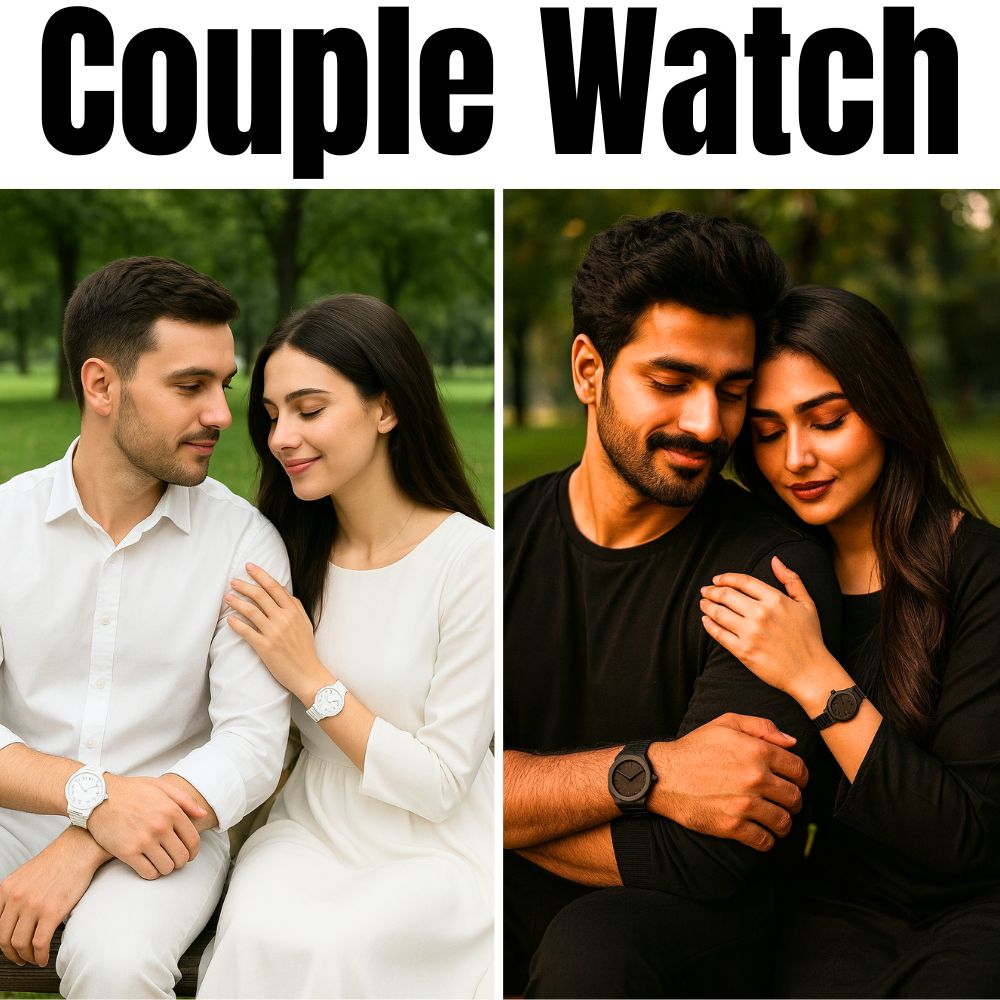 Brand Black and White Aura Couple Watch – Elegant Matching Timepieces, Stylish Fashion Accessories for Men and Women-without box