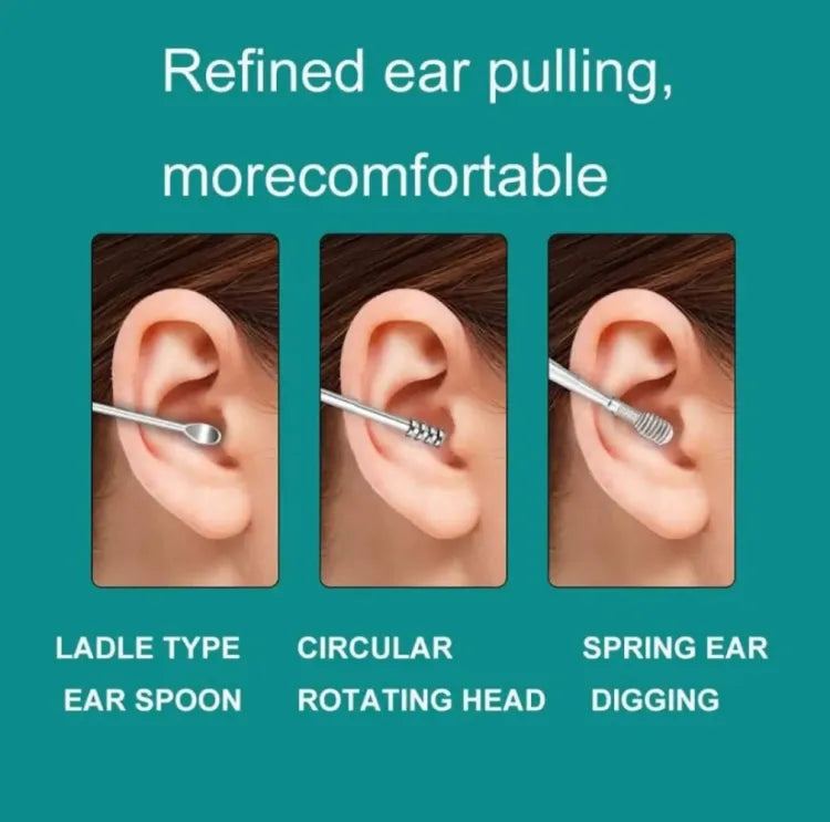 Ear Wax Cleaning Kit – 6-Piece Stainless Steel Ear Pick & Wax Removal Tool Set (Random Color)