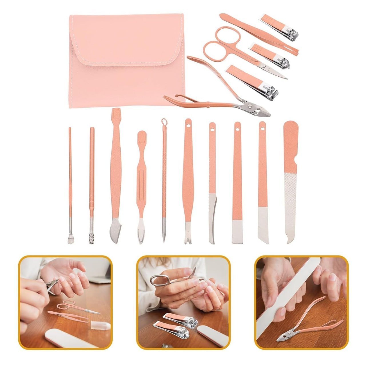 16-Piece Manicure & Pedicure Kit – Premium Stainless Steel Nail Care Set with Travel Case (Random Color)