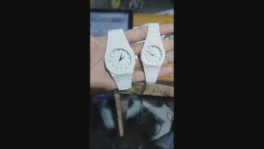 Brand Black and White Aura Couple Watch – Elegant Matching Timepieces, Stylish Fashion Accessories for Men and Women-without box