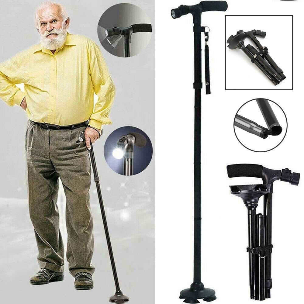 folding walking stick with led light – adjustable cane folding walking stick with led light – adjustable cane