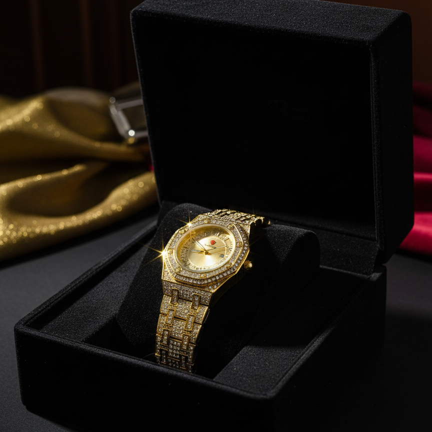gold diamond style watch – luxury quartz unisex gold diamond style watch – luxury quartz unisex