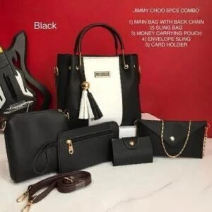 5 piece designer bag set – handbag combo black