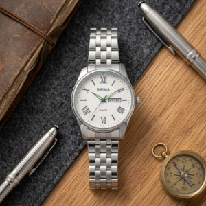 baima quartz watch – stainless steel black dial