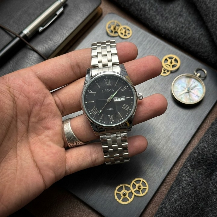 baima quartz watch – stainless steel black dial baima quartz watch – stainless steel black dial