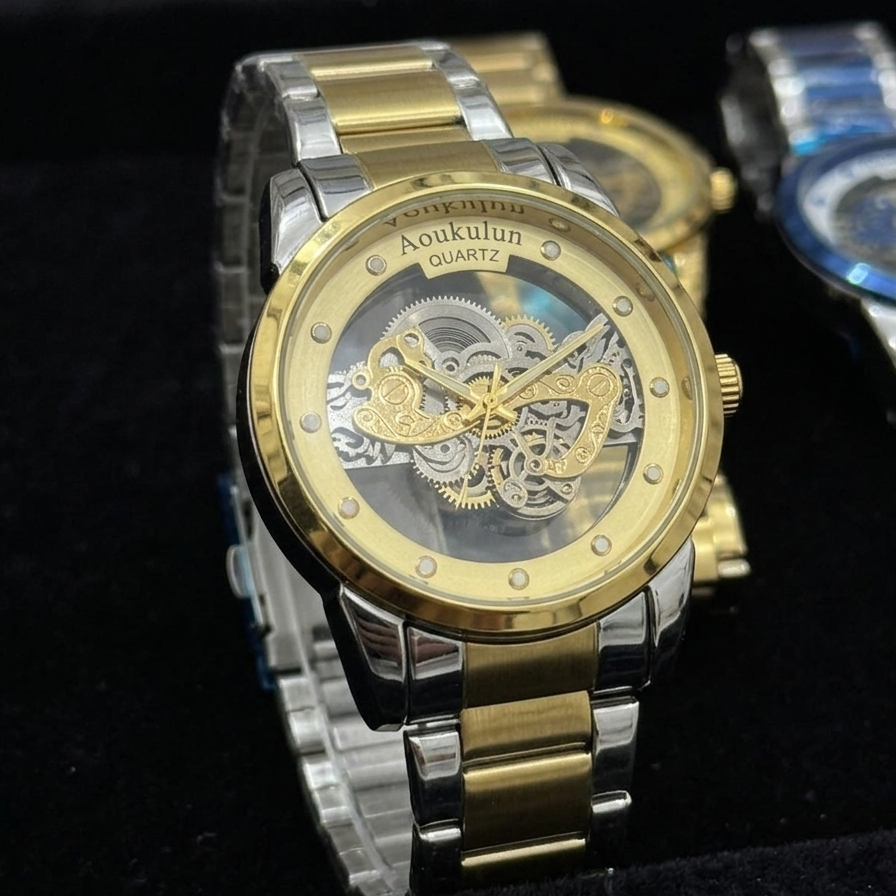 skeleton dial men watch – blue silver quartz luxury skeleton dial men watch – blue silver quartz luxury