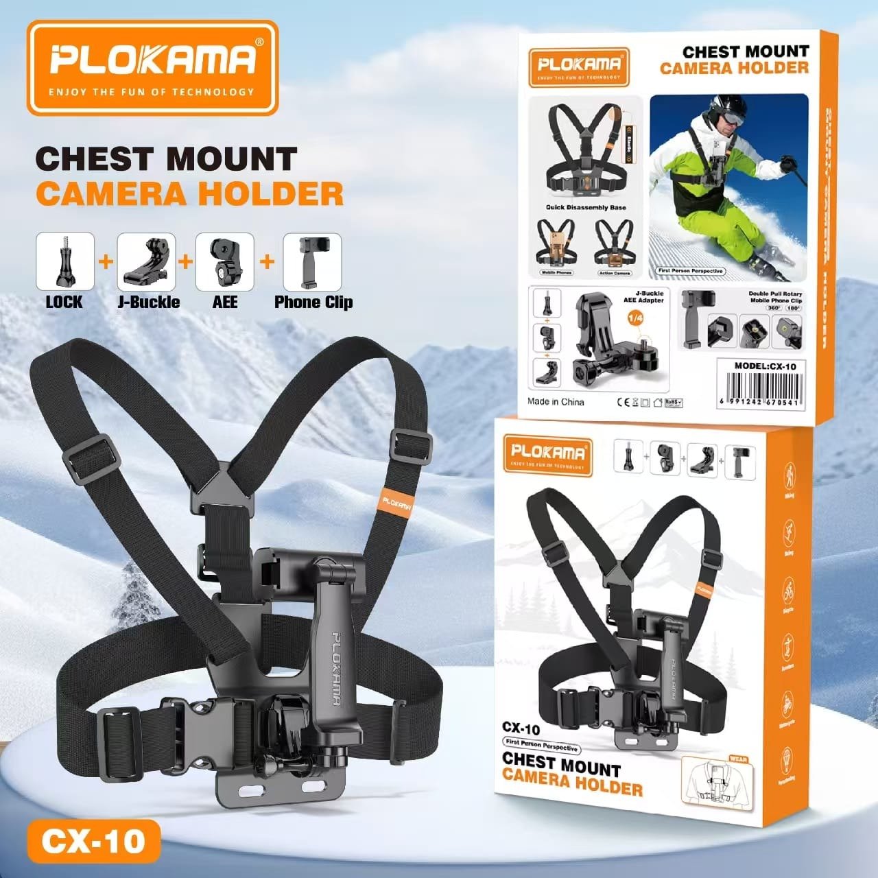 plokama cx10 chest mount – 360° action camera & phone holder plokama cx10 chest mount – 360° action camera & phone holder