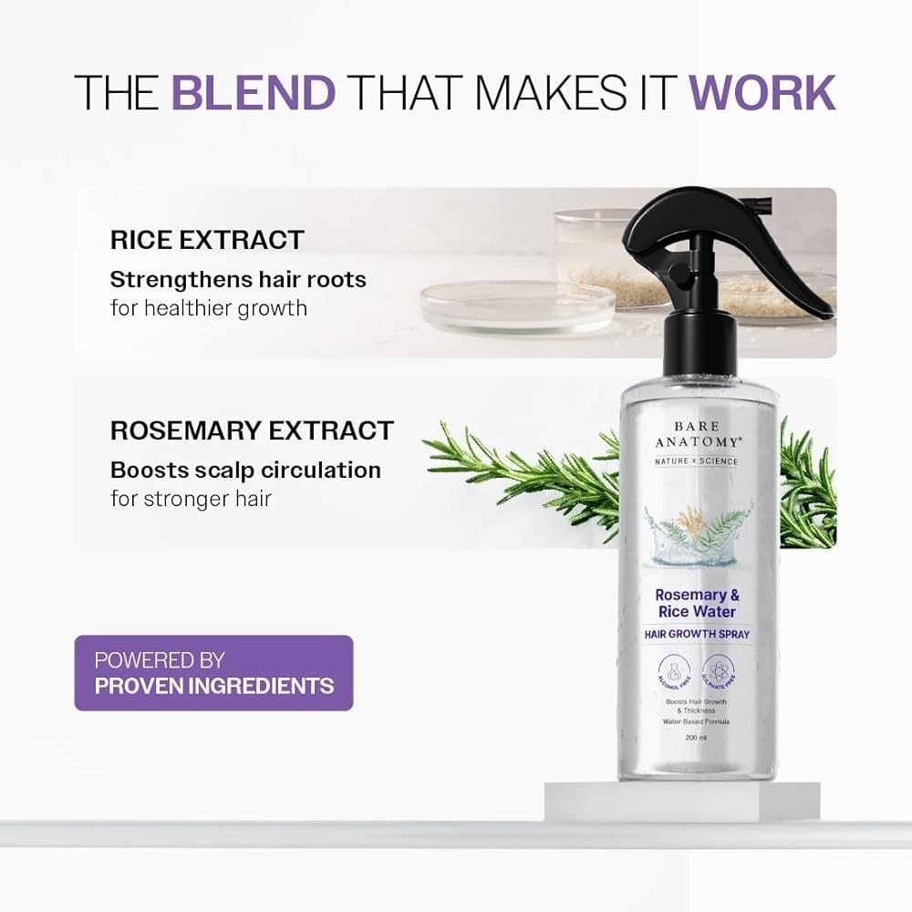 Rosemary & Rice Hair Growth Spray 200ml – Thick & Strong Hair Rosemary & Rice Hair Growth Spray 200ml – Thick & Strong Hair