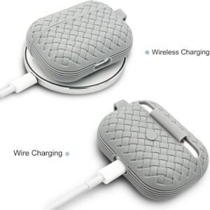 silicone braided airpods case – soft tpu shockproof cover (breathable design)