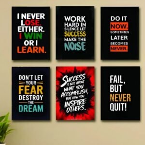 6 piece motivational wall frames – wooden quote decor