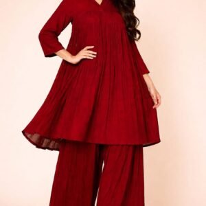 purple pleated 2 piece dress for women (code: oc2p000201)