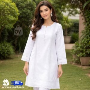 Elegant White Lace Lawn Kurta Set – Premium Summer Collection