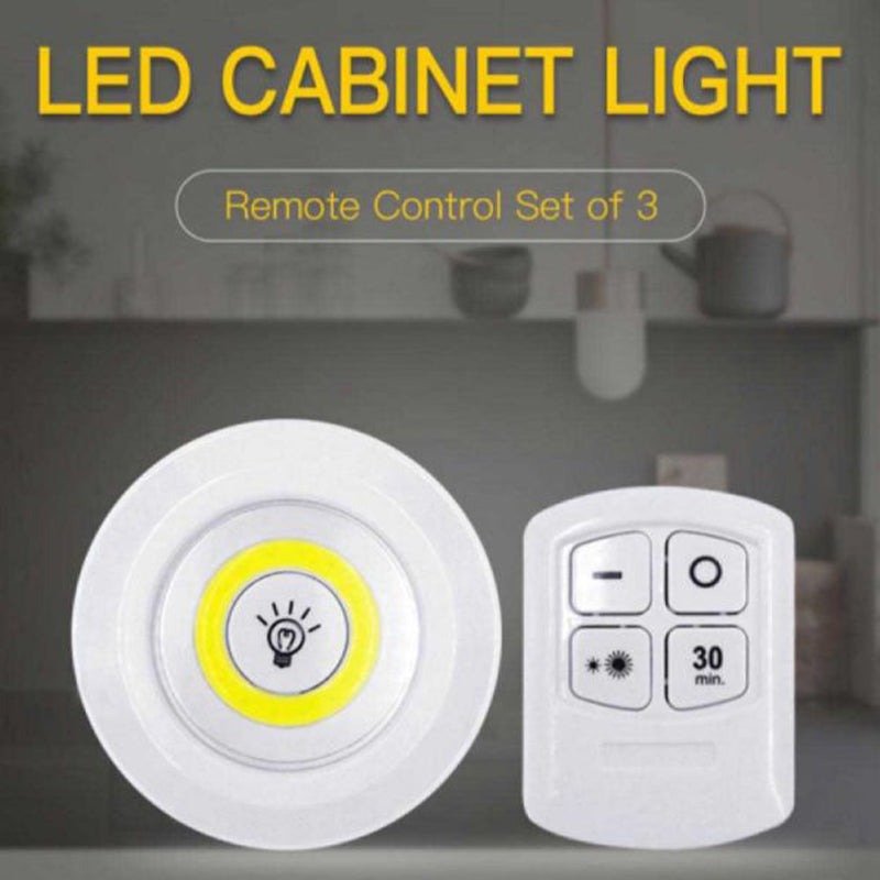 led cabinet light remote control set – 3 wireless cell operated tap lights with dimming & 30 mins timer modes led cabinet light remote control set – 3 wireless cell operated tap lights with dimming & 30 mins timer modes