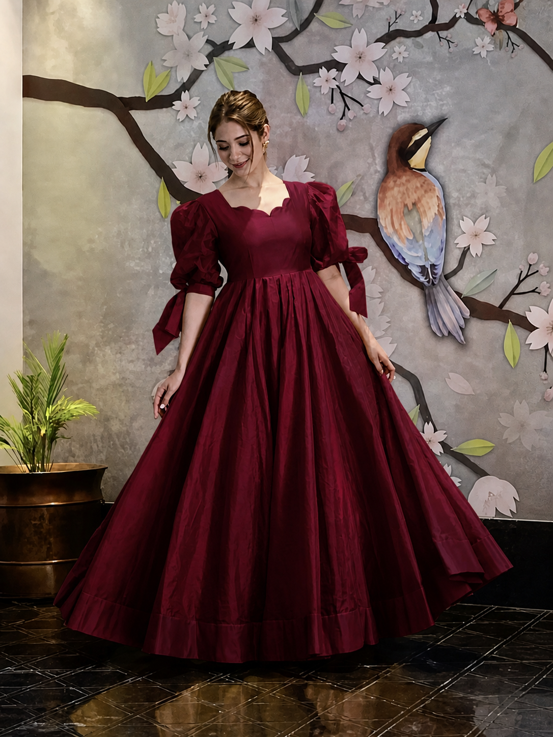 Luxury Flowy Maxi Dress for Women – Premium Lawn Fabric Elegant Puff Sleeve Long Frock - ocwd10003 Luxury Flowy Maxi Dress for Women – Premium Lawn Fabric Elegant Puff Sleeve Long Frock - ocwd10003