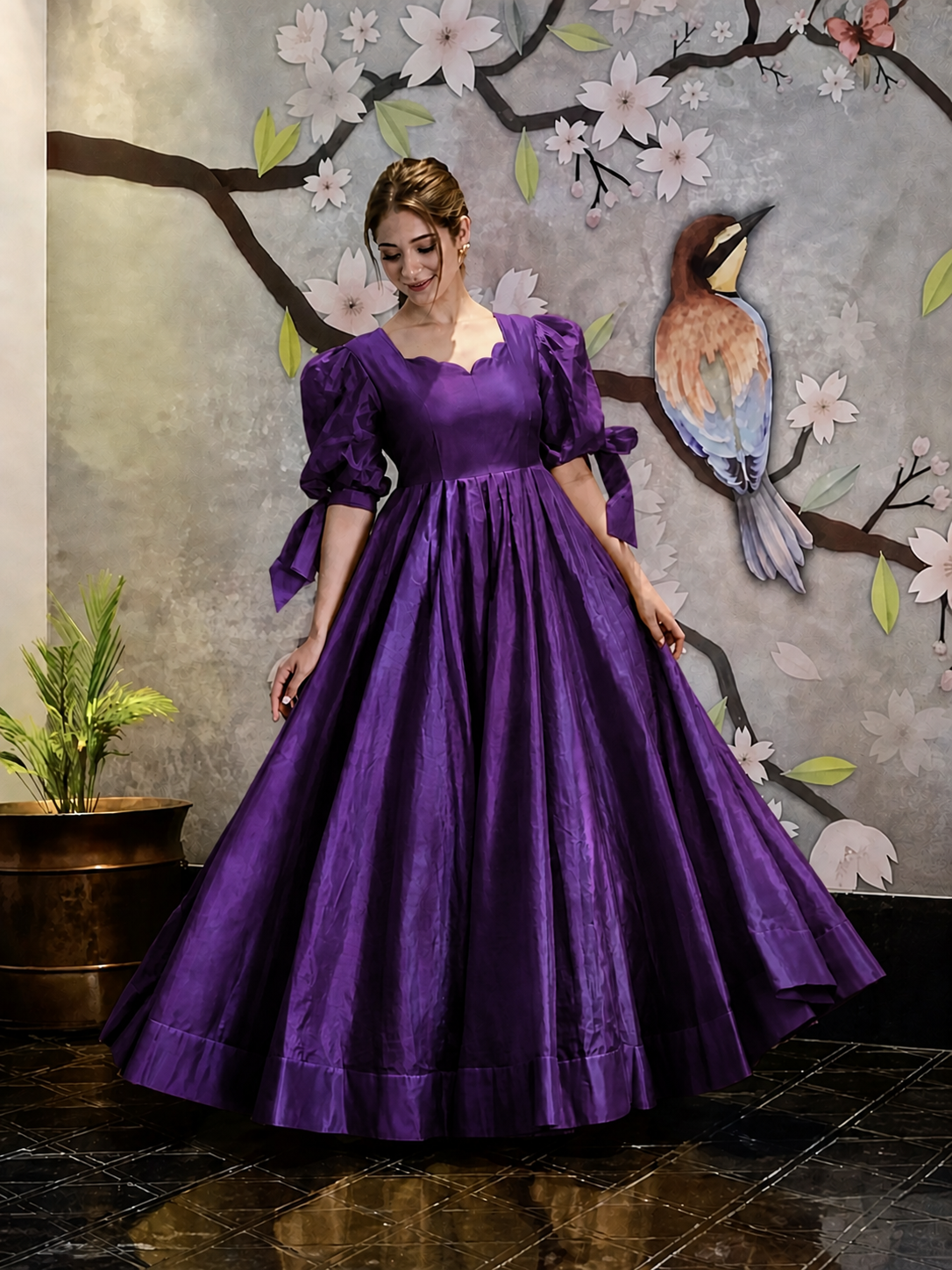 Luxury Flowy Maxi Dress for Women – Premium Lawn Fabric Elegant Puff Sleeve Long Frock - ocwd10003 Luxury Flowy Maxi Dress for Women – Premium Lawn Fabric Elegant Puff Sleeve Long Frock - ocwd10003