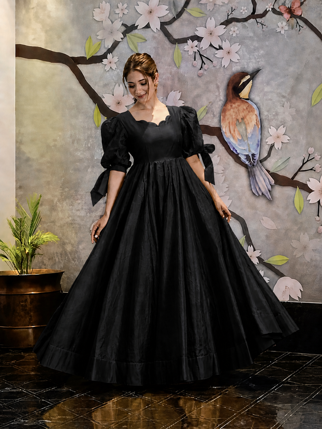 Luxury Flowy Maxi Dress for Women – Premium Lawn Fabric Elegant Puff Sleeve Long Frock - ocwd10003 Luxury Flowy Maxi Dress for Women – Premium Lawn Fabric Elegant Puff Sleeve Long Frock - ocwd10003