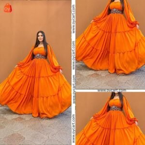 premium lawn flow maxi dress with embroidered belt & soft dupatta ocwd10013