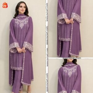 luxury embroidered 3 piece premium lawn suit with chiffon dupatta ocwd10020