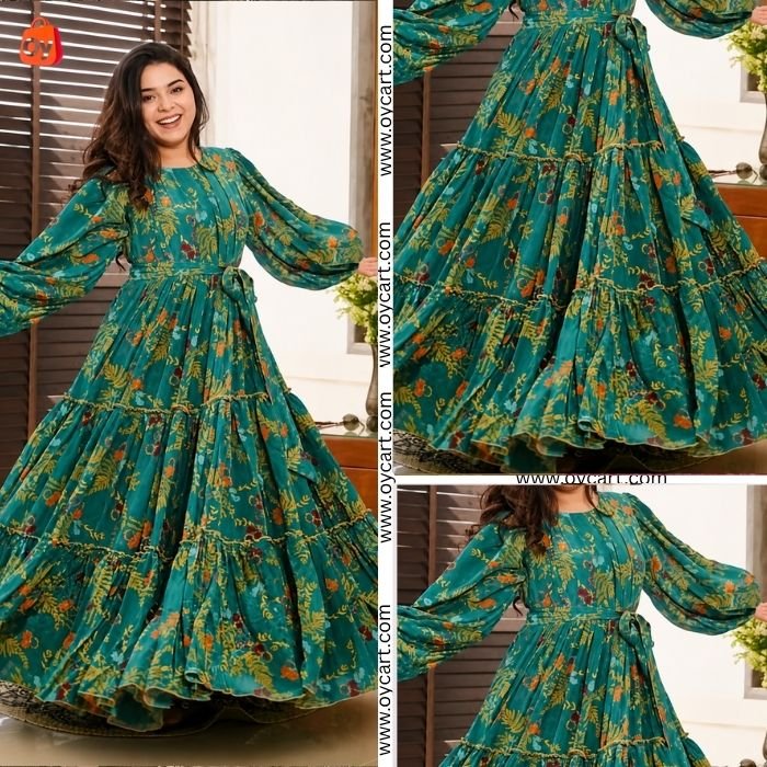 premium printed lawn maxi dress with double chiffon ocwd10013 premium printed lawn maxi dress with double chiffon ocwd10013
