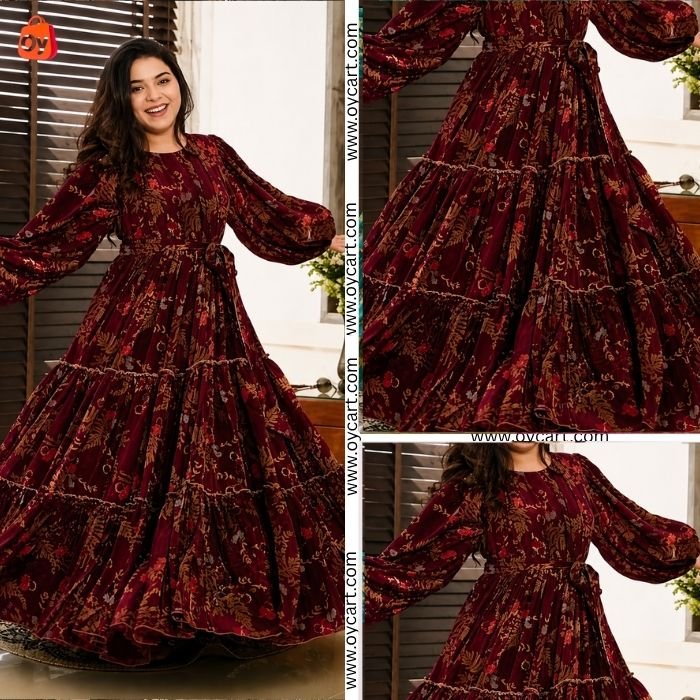 premium printed lawn maxi dress with double chiffon ocwd10013 premium printed lawn maxi dress with double chiffon ocwd10013