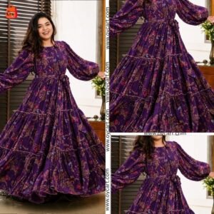 premium printed lawn maxi dress with double chiffon ocwd10013